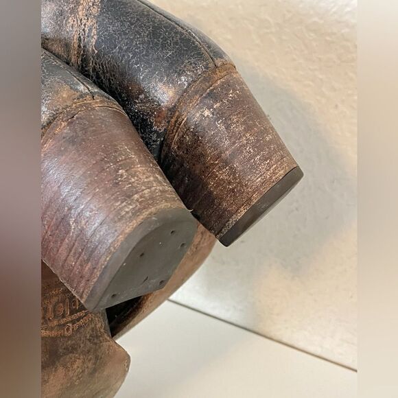 Bed Stu boots Begin Black Lux Leather Ankle booties Distressed size 7.5 - Picture 10 of 16